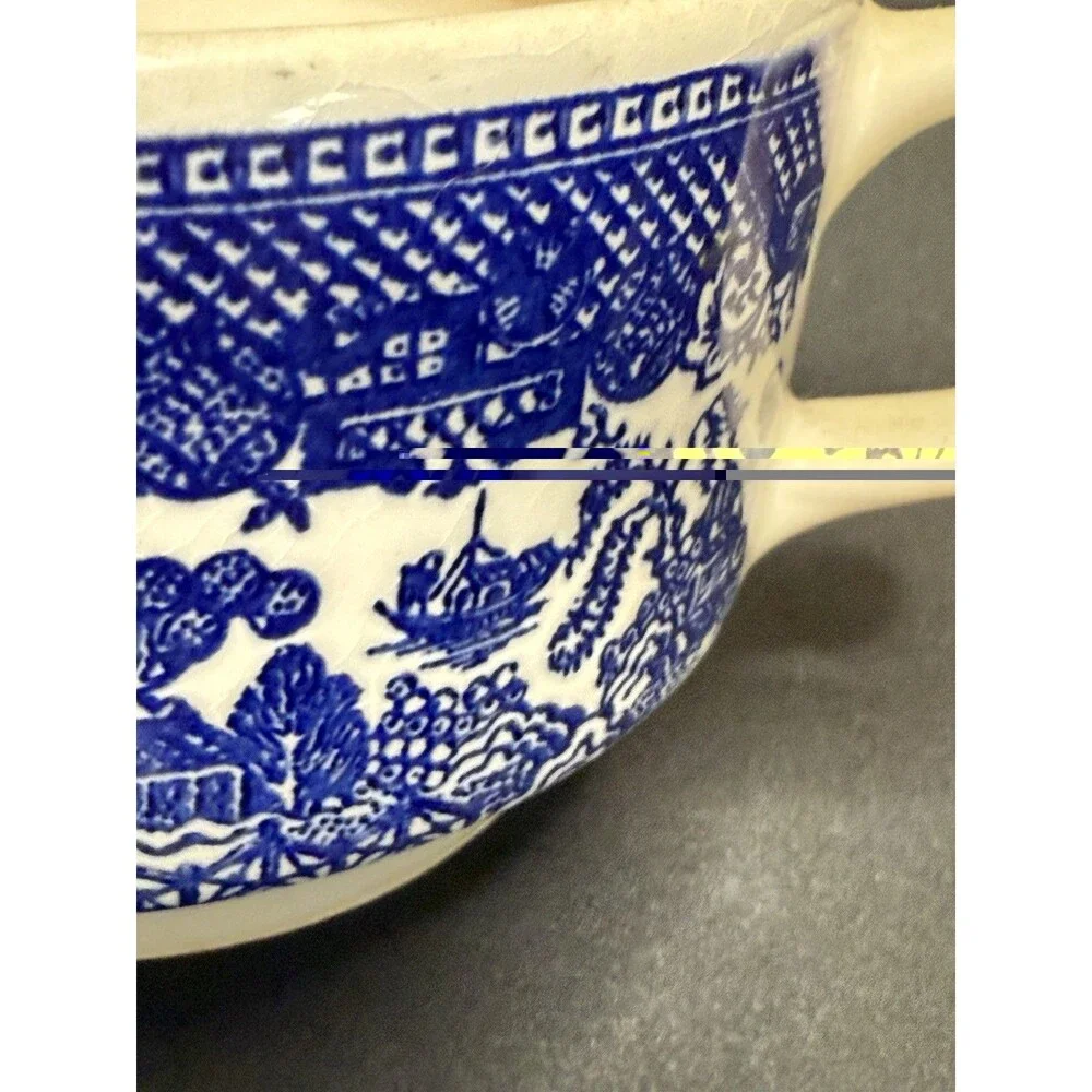 Blue Willow Sugar Bowl No Lid and Creamer Vintage Unmarked